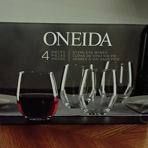 Oneida Clear Stemless Wine Glass Set - Picture 7 of 7